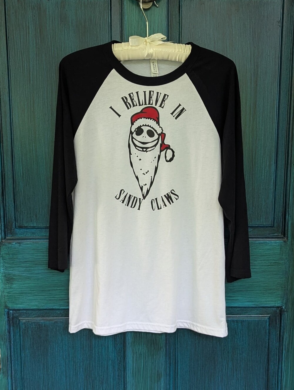 Jack Skellington Nightmare Before Christmas Sandy Claws Baseball Tee Shirt